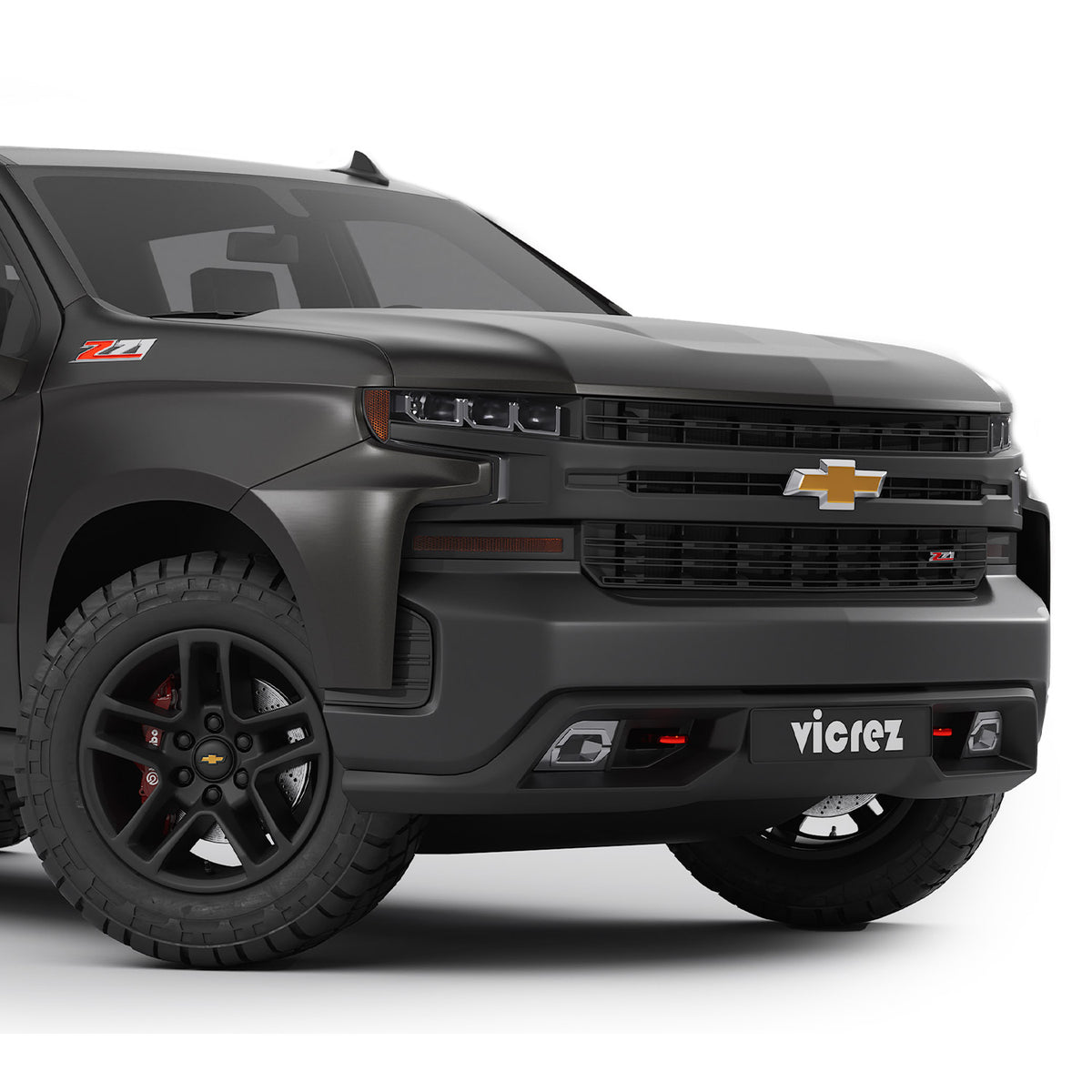 2019-2021 Chevrolet Silverado Replacement Front Bumper, Black