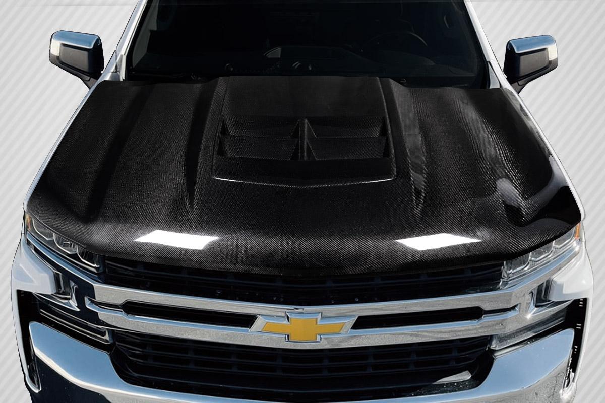 2019-2023 Chevrolet Silverado 1500 ZL1 Look Hood, Carbon Fiber - view 1