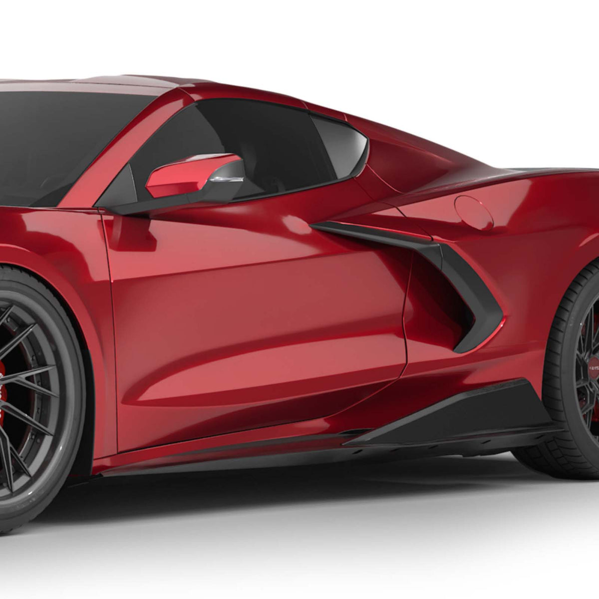 2020-2026 Corvette C8 5VM Style Side Skirts, Gloss Black