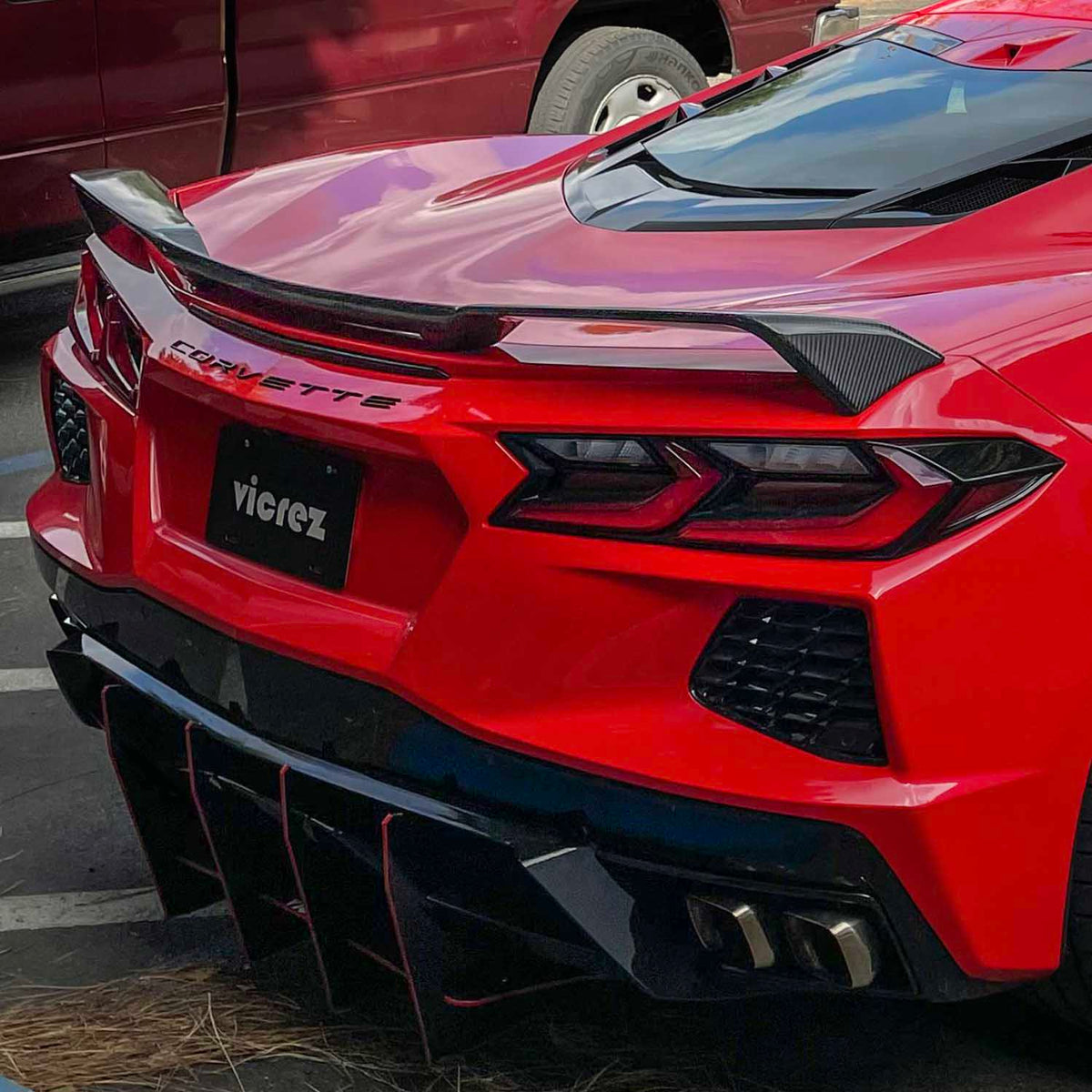 2020-2026 Corvette C8 Z51 Rear Spoiler, Gloss Forged Carbon - view 4