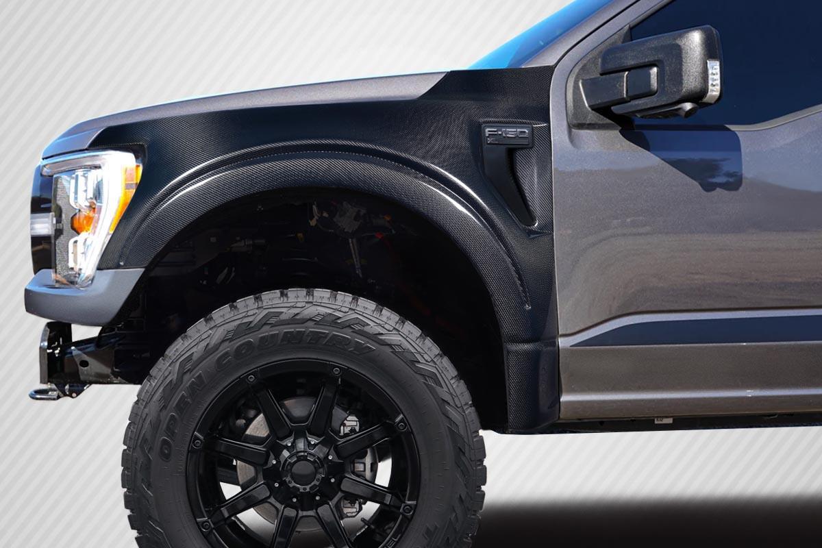 2021-2023 Ford F-150 4" Bulge Front Fenders, Carbon Fiber - view 1