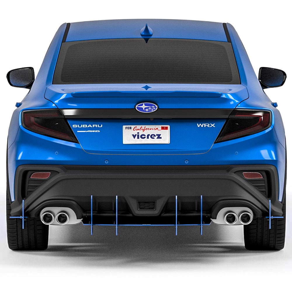 2022-2026 Subaru WRX Genali VR2 Rear Diffuser, Made in USA - view 3
