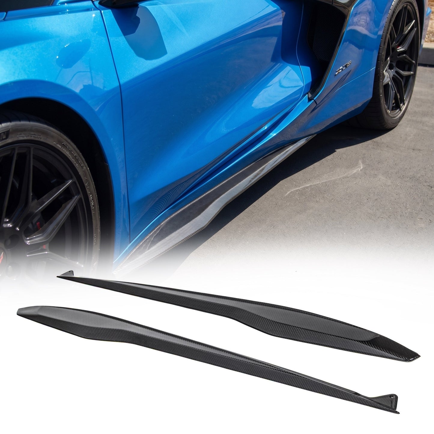 2023-2027 C8 Corvette Z06/E-Ray Type Z07 Dry Gloss Carbon Fiber Side Skirts Pair