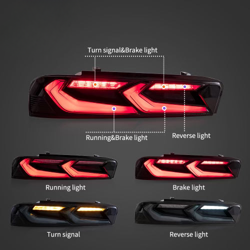 2016-2018 CHEVY CAMARO UMBRA LED TAILLIGHTS GLOSS BLACK/SMOKE LENS