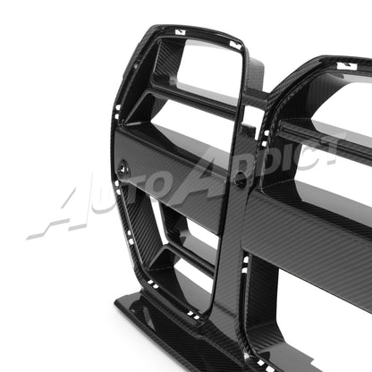 2021-2026 BMW G82 G83 M4 Dry Gloss Double Sided Carbon Fiber Lower Grill with ACC