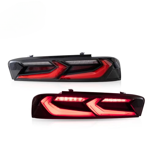 2016-2018 CHEVY CAMARO VELOX LED TAILLIGHTS GLOSS BLACK/RED LENS