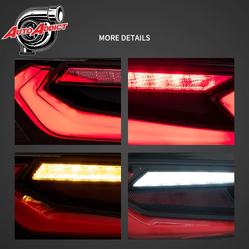 2016-2018 CHEVY CAMARO VELOX LED TAILLIGHTS GLOSS BLACK/RED LENS