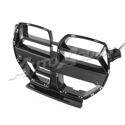 2021-2026 BMW G82 G83 M4 Dry Gloss Double Sided Carbon Fiber Lower Grill with ACC