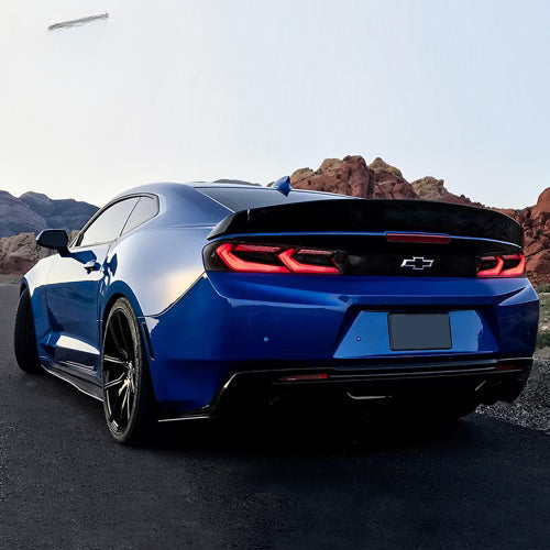 2016-2018 CHEVY CAMARO VELOX LED TAILLIGHTS GLOSS BLACK/RED LENS