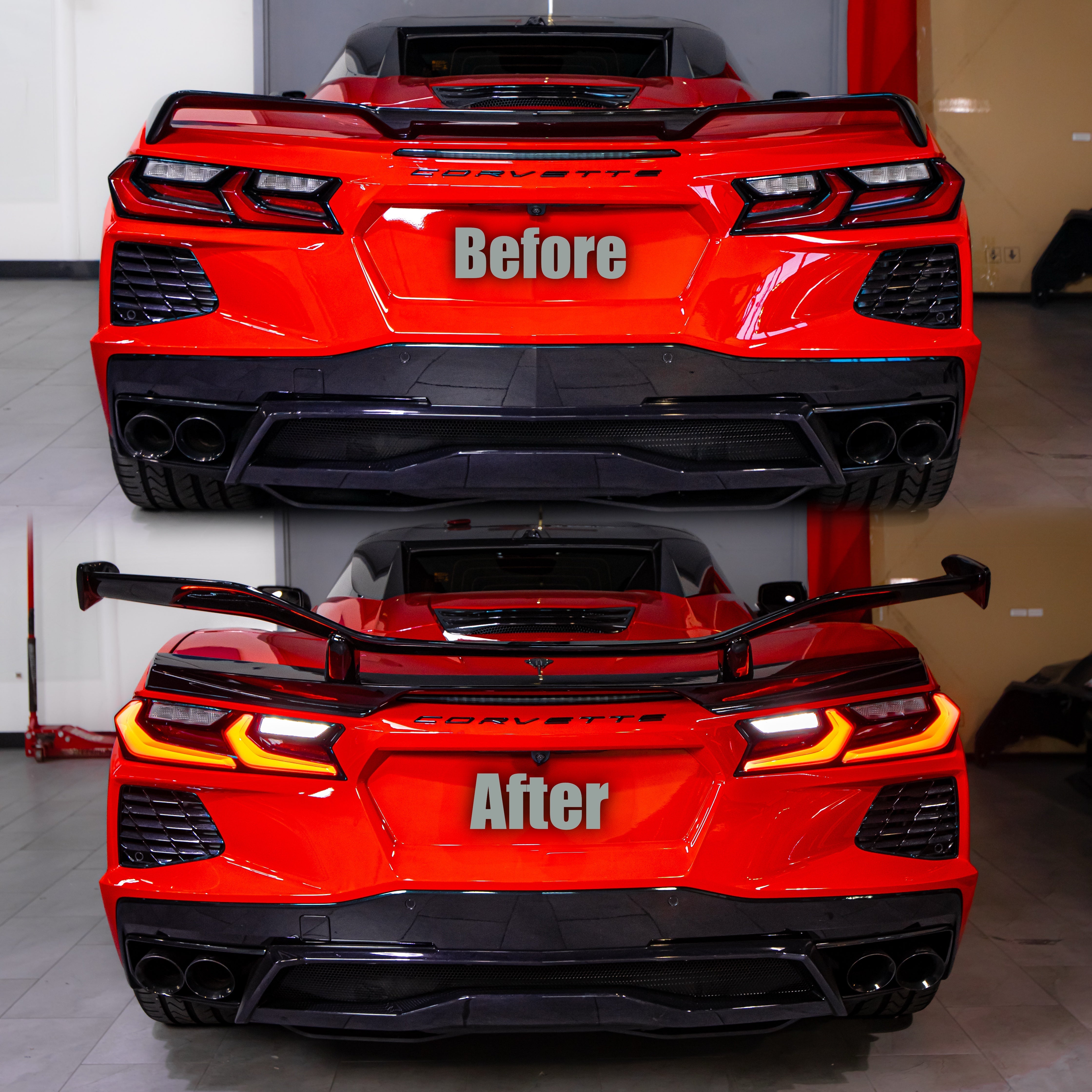 2020-2026 Corvette C8 Type-Z06 Style Rear Spoiler Aluminum 2pc For Stingray