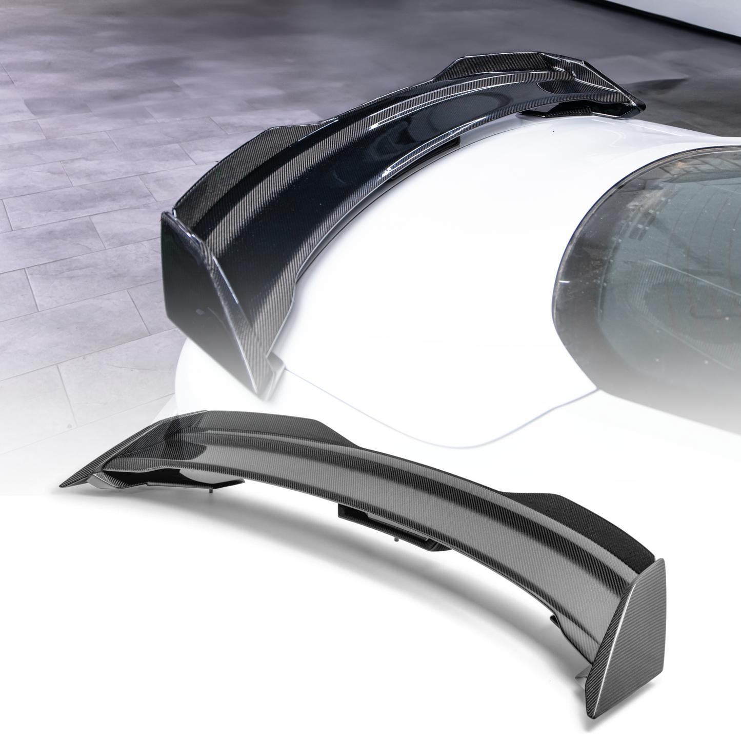 2024+ Mustang S650 Dark Horse Rear Spoiler Gloss Carbon Fiber 2pcs