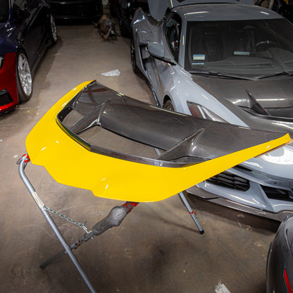 2020-2026 C8 Z06/ Grand Sport/E-Ray/ Stingray Type-ZR1X ZTK Hood Functional Dry Carbon Fiber Double Sided 6PCS Kit