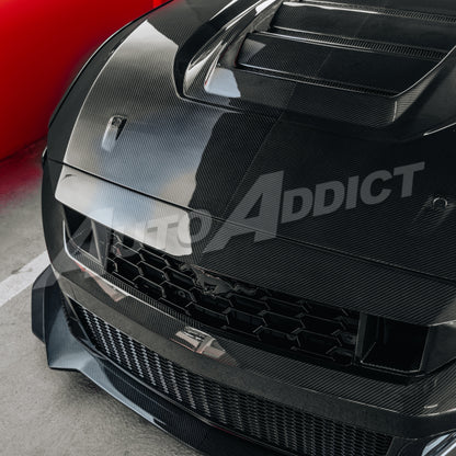 2024–2026 Mustang S650 Heritage SC™ V-Shaped Dry Gloss Carbon Fiber Hood Track Package