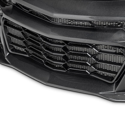 2019-2025 Chevy Camaro SS RS LT Black Panther ZL1 1LE 1PC Full Gloss Carbon Fiber Track Package Front Bumper Conversion for RS Headlights