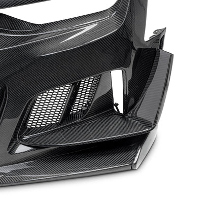 2019-2025 Chevy Camaro SS RS LT Black Panther ZL1 1LE 1PC Full Gloss Carbon Fiber Track Package Front Bumper Conversion for RS Headlights