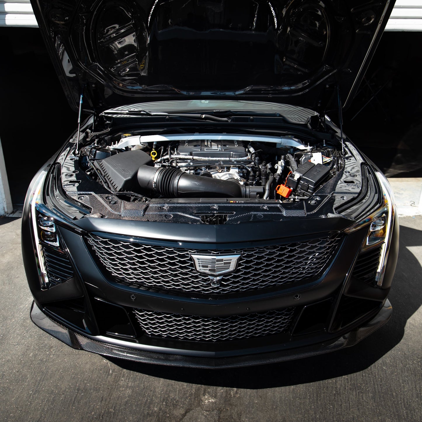 2021-2026 Cadillac CT5-V Blackwing Engine Panel Trim Radiator Cover Gloss Carbon Fiber 3pc Kit