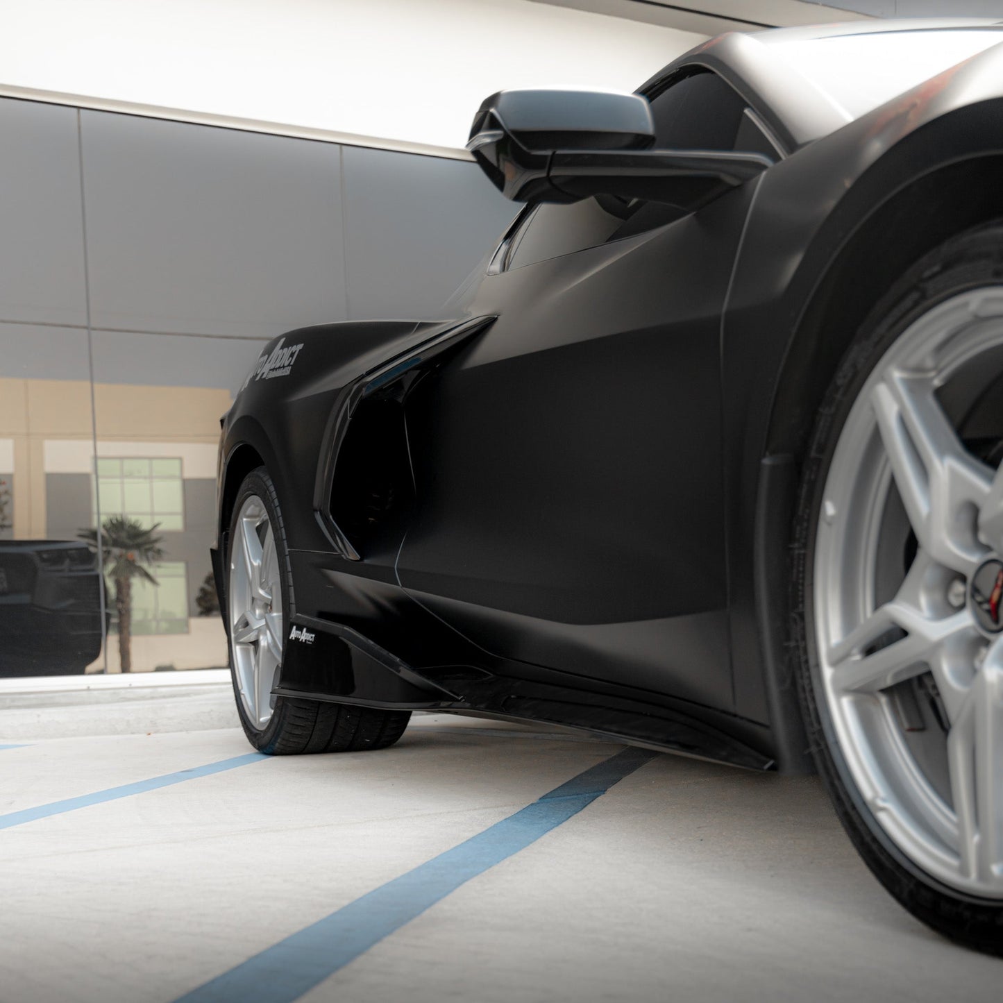 2020-2024 Corvette C8 Stingray Evo Style Side Skirts Gloss Black Pair