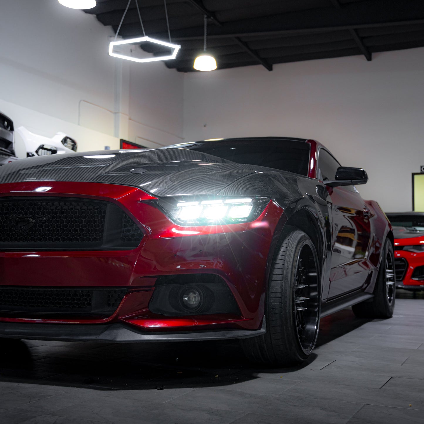 2015-2017 Ford Mustang Projector Headlights S650 Style LED Amber Sequential Turn Signals