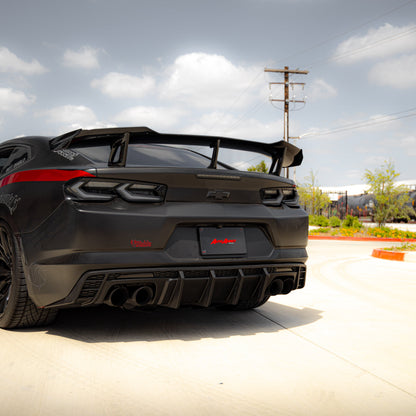 2016-2025 Chevy Camaro Evo Style Shark Fins Rear Diffuser Quad/Single Tips SS/RS/LT & ZL1 w/ Smoke Reflectors