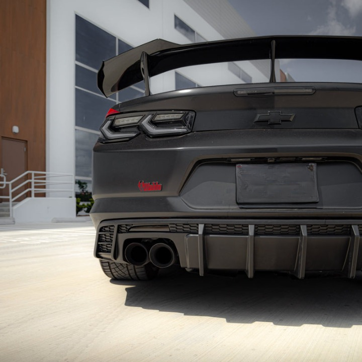 2016-2025 Chevy Camaro Evo Style Shark Fins Rear Diffuser Quad/Single Tips SS/RS/LT & ZL1 w/ Smoke Reflectors