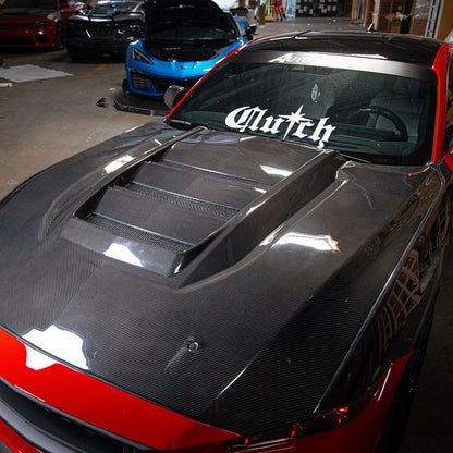 2024–2026 Mustang S650 Heritage SC™ V-Shaped Dry Gloss Carbon Fiber Hood Track Package