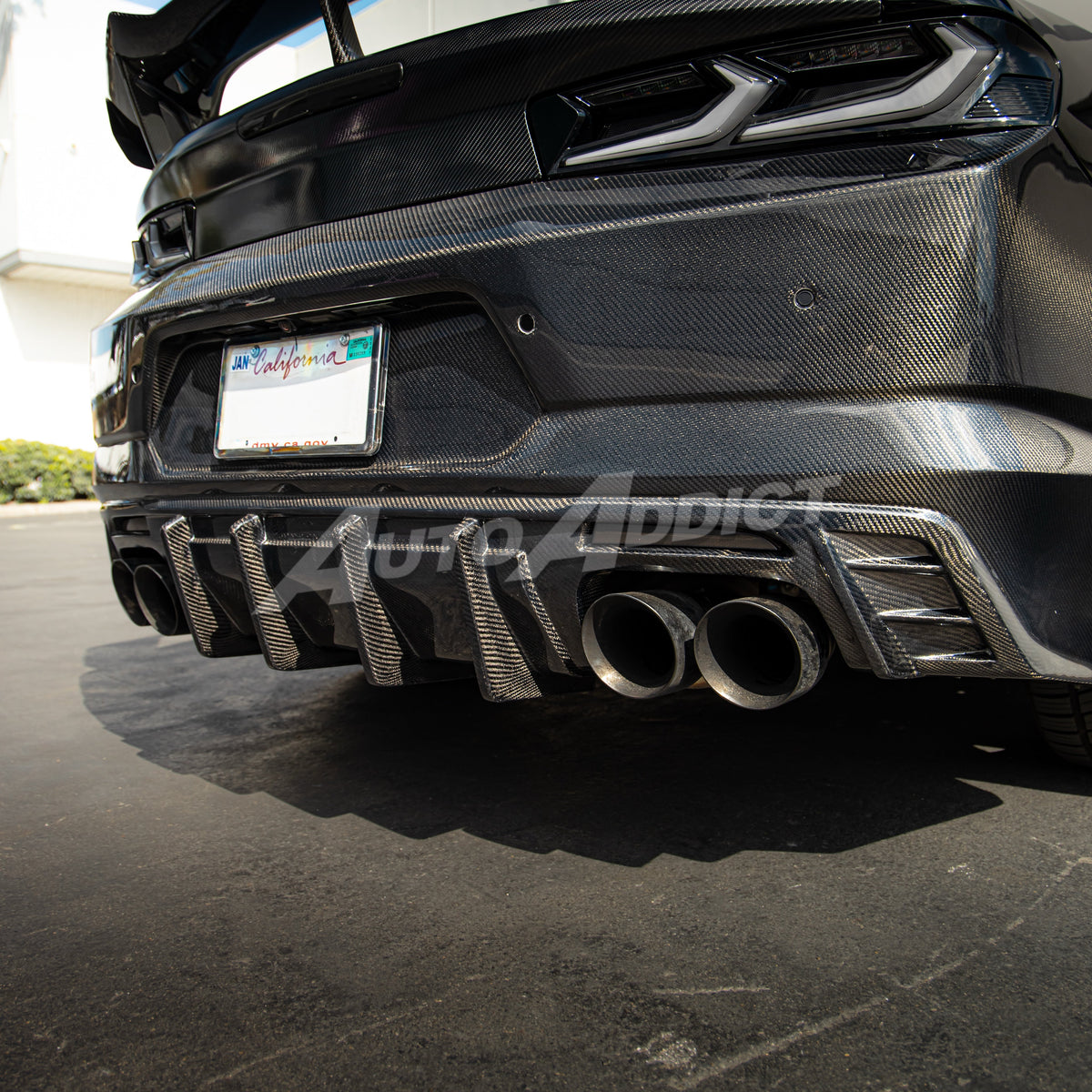 2016-2018 Camaro RS/SS/ZL1 Gloss Double Sided Carbon Fiber Rear Bumper w/Rear Diffuser Quad Tips 1pc
