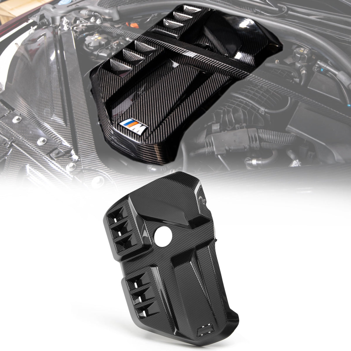 2021-2026 BMW G80 M3 G82 G83 Dry Gloss Double Sided Carbon Fiber Engine Cover Replacement