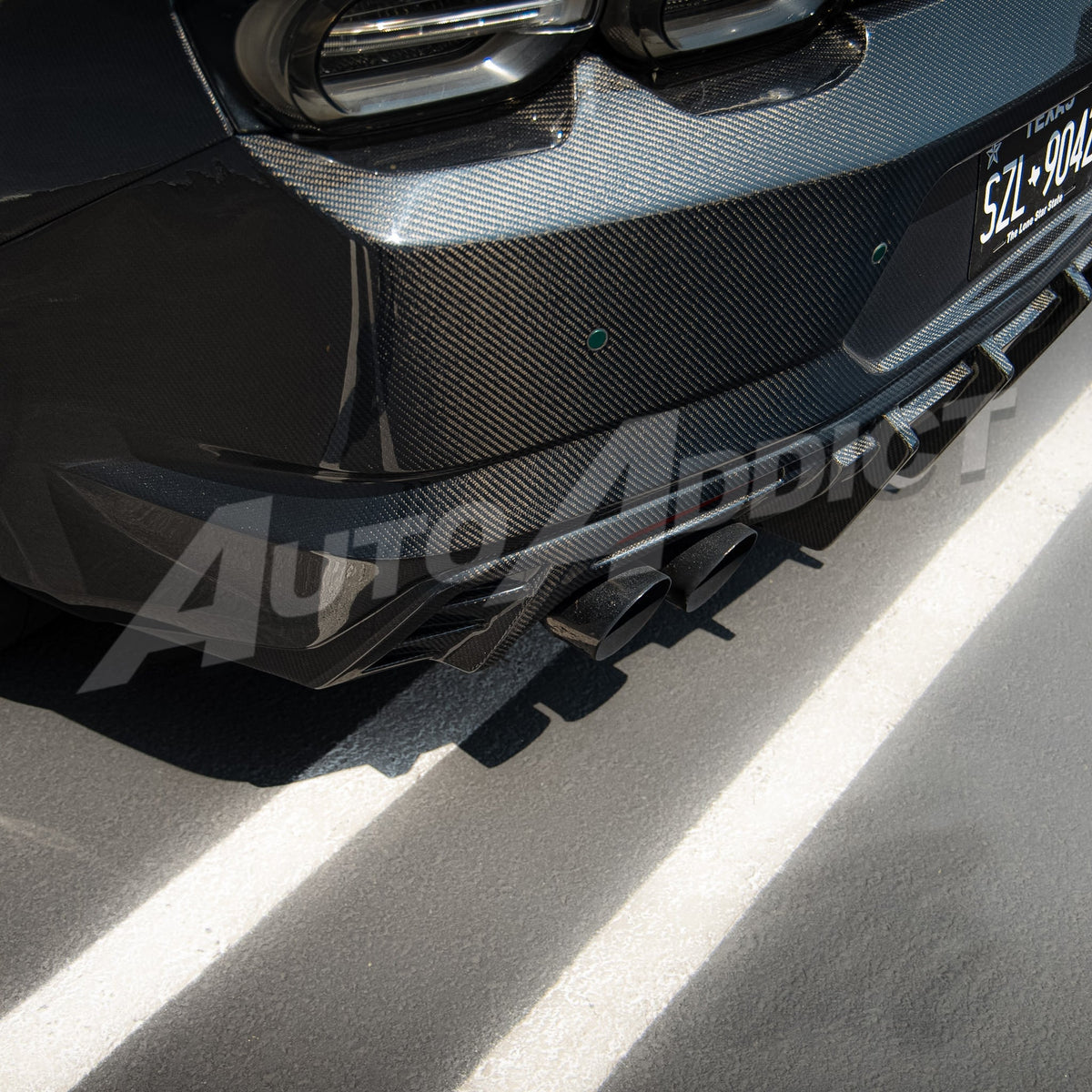 2019-2025 Camaro RS/SS/ZL1 Gloss Double Sided Carbon Fiber Rear Bumper w/Rear Diffuser Quad Tips 1pc