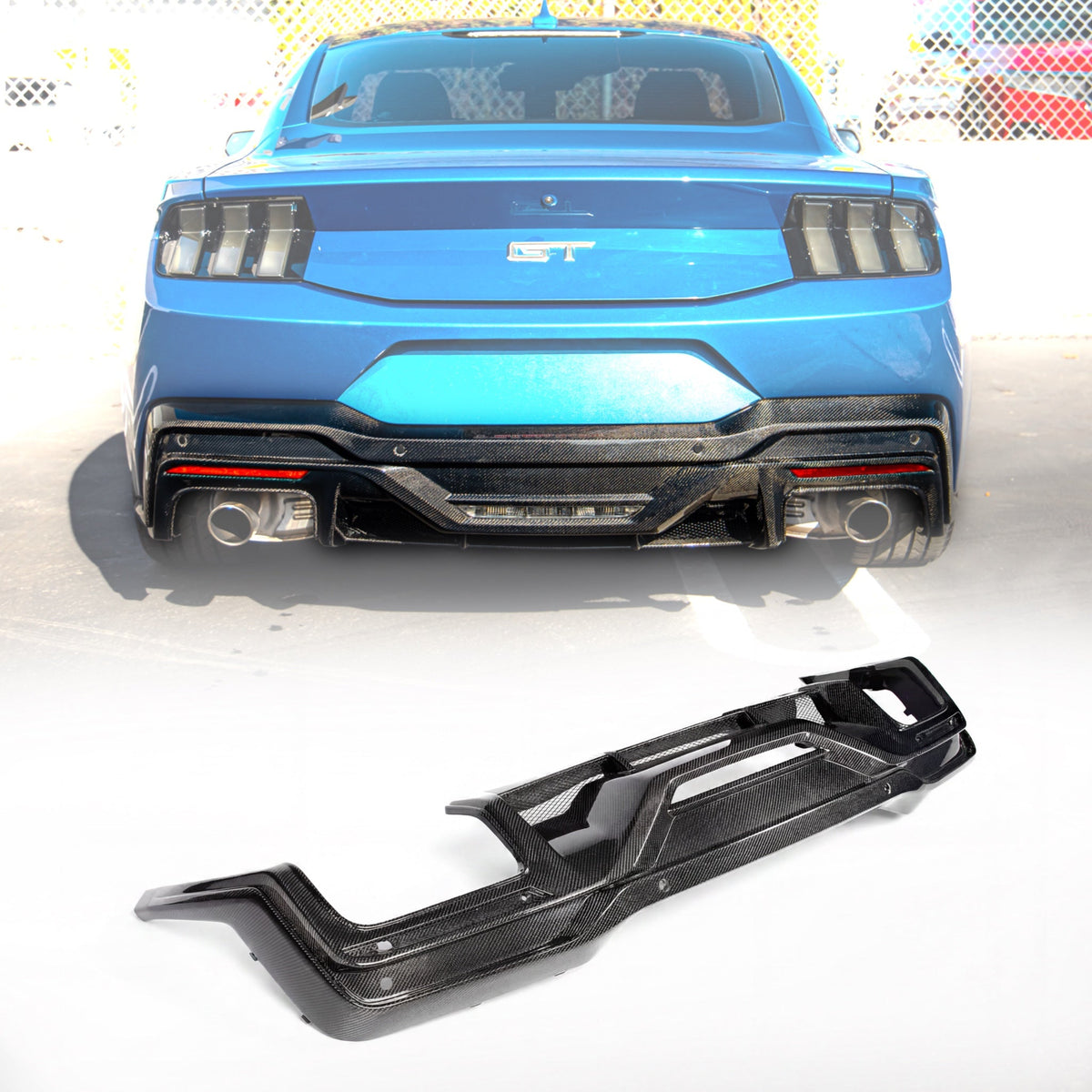 2024-2026 Mustang S650 Dry Gloss Carbon Fiber Dark Horse Rear Diffuser Single/Quad Tips