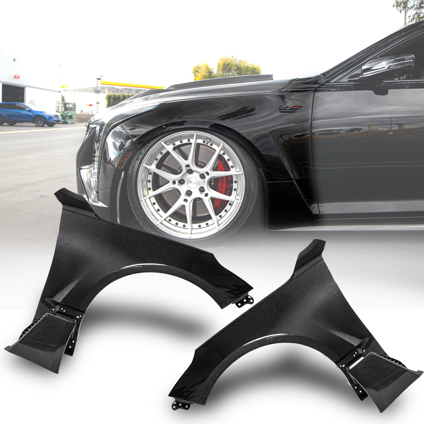 2020-2026 Cadillac CT5/V-Blackwing Type-OE 4pc Fenders Pre-Preg Double Sided Carbon Fiber