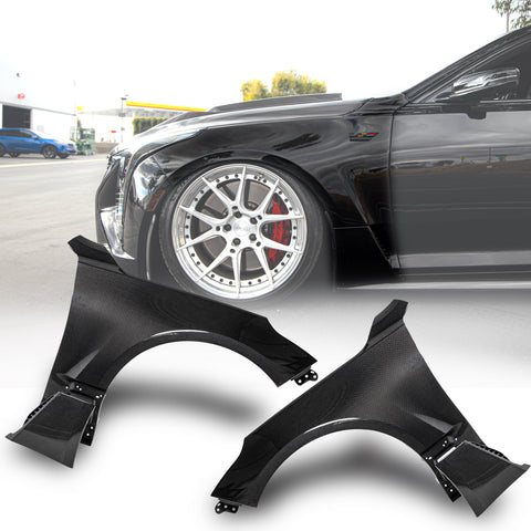 2020-2026 Cadillac CT5/V-Blackwing Type-OE 4pc Fenders Pre-Preg Double Sided Carbon Fiber