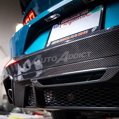 2024–2026 Mustang S650 Heritage SC™ V-Shaped Dry Gloss Carbon Fiber Rear Diffuser Rectangular-Exit Quad Tips