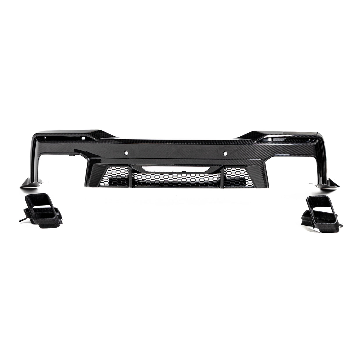 2024–2026 Mustang S650 Heritage SC™ V-Shaped Dry Gloss Carbon Fiber Rear Diffuser Rectangular-Exit Quad Tips