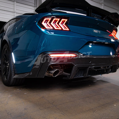 2024–2026 Mustang S650 Heritage SC™ V-Shaped Dry Gloss Carbon Fiber Rear Diffuser Rectangular-Exit Quad Tips