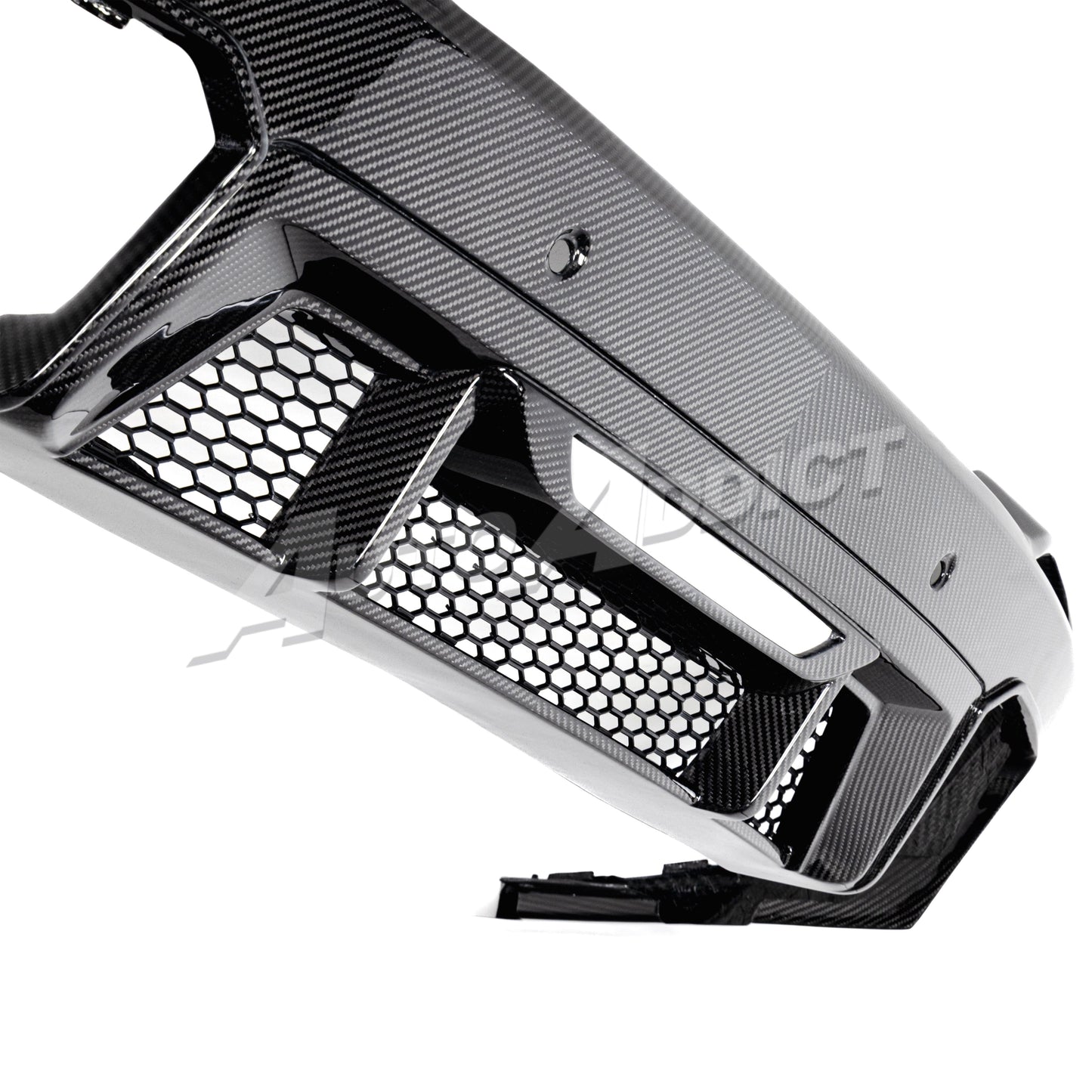 2024–2026 Mustang S650 Heritage SC™ V-Shaped Dry Gloss Carbon Fiber Rear Diffuser Rectangular-Exit Quad Tips