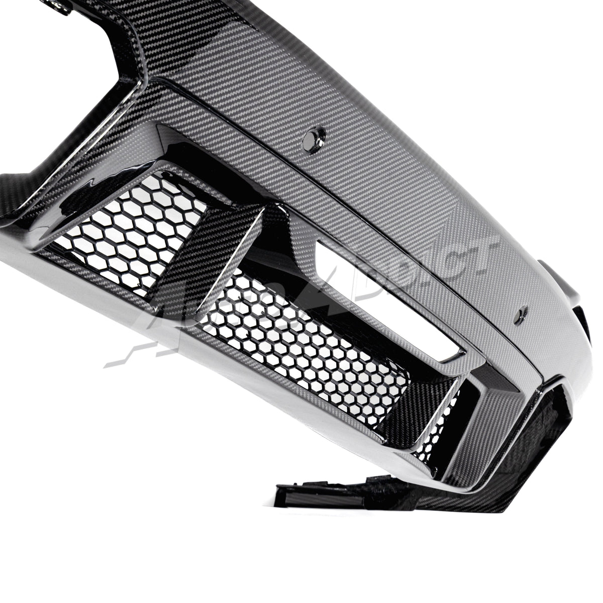 2024–2026 Mustang S650 Heritage SC™ V-Shaped Dry Gloss Carbon Fiber Rear Diffuser Rectangular-Exit Quad Tips