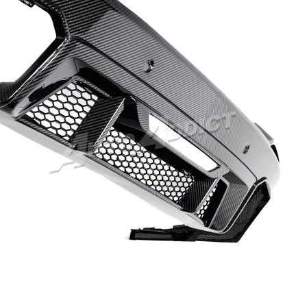 2024–2026 Mustang S650 Heritage SC™ V-Shaped Dry Gloss Carbon Fiber Rear Diffuser Rectangular-Exit Quad Tips