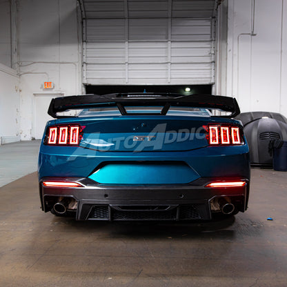2024–2026 Mustang S650 Heritage SC™ V-Shaped Dry Gloss Carbon Fiber Rear Diffuser Rectangular-Exit Quad Tips