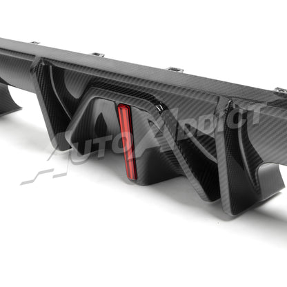 2021-2026 BMW G82 G83 M4 Dry Gloss Double Sided Carbon Fiber Type-F1 Shark Fins Rear Diffuser