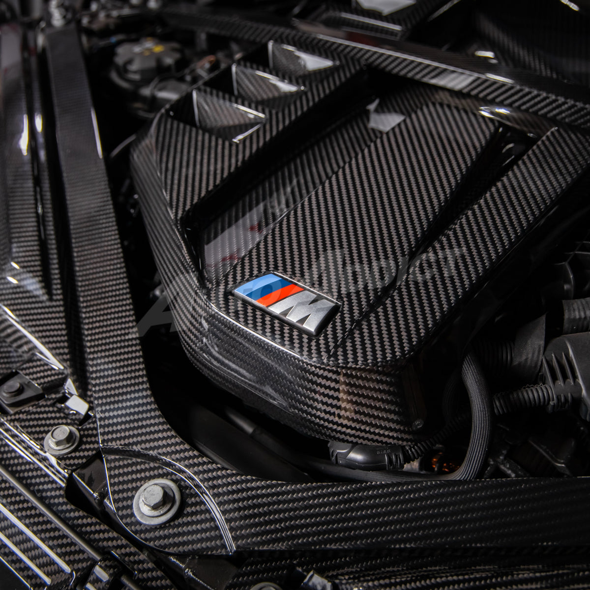 2021-2026 BMW G80 M3 G82 G83 Dry Gloss Double Sided Carbon Fiber Engine Cover Replacement