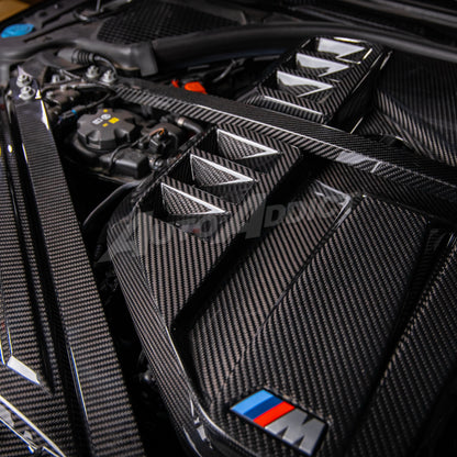 2021-2026 BMW G80 M3 G82 G83 Dry Gloss Double Sided Carbon Fiber Engine Cover Replacement