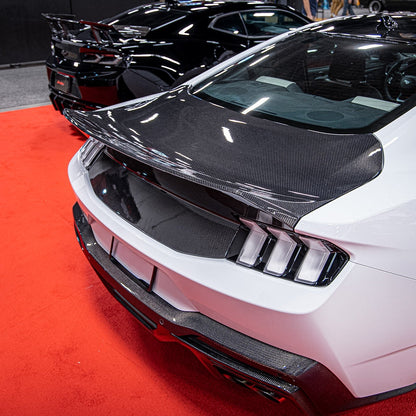 2024 + Ford Mustang Type-X Double Sided Carbon Fiber Trunk W/ Integrated Spoiler