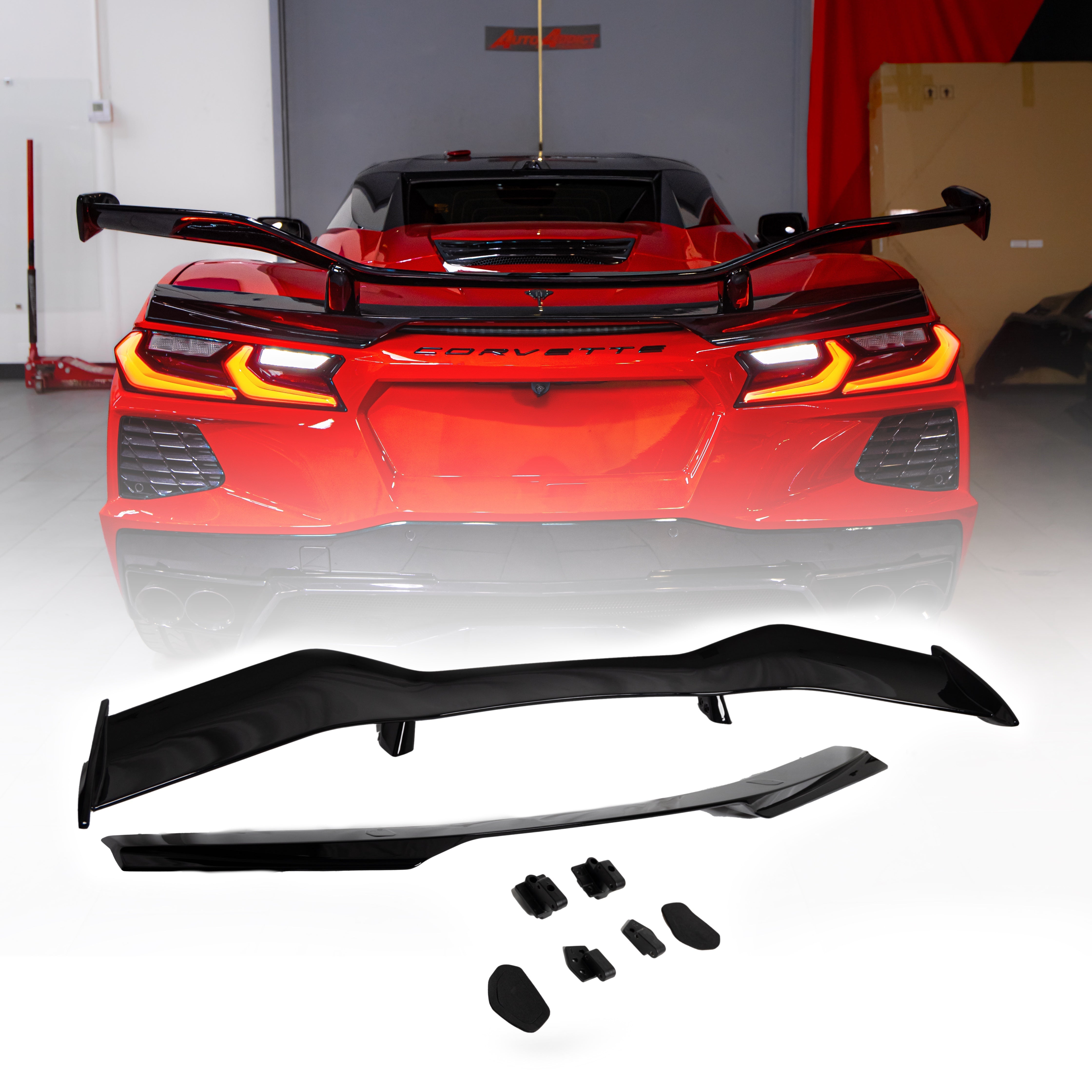2020-2026 Corvette C8 Type-Z06 Style Rear Spoiler Aluminum 2pc For Stingray