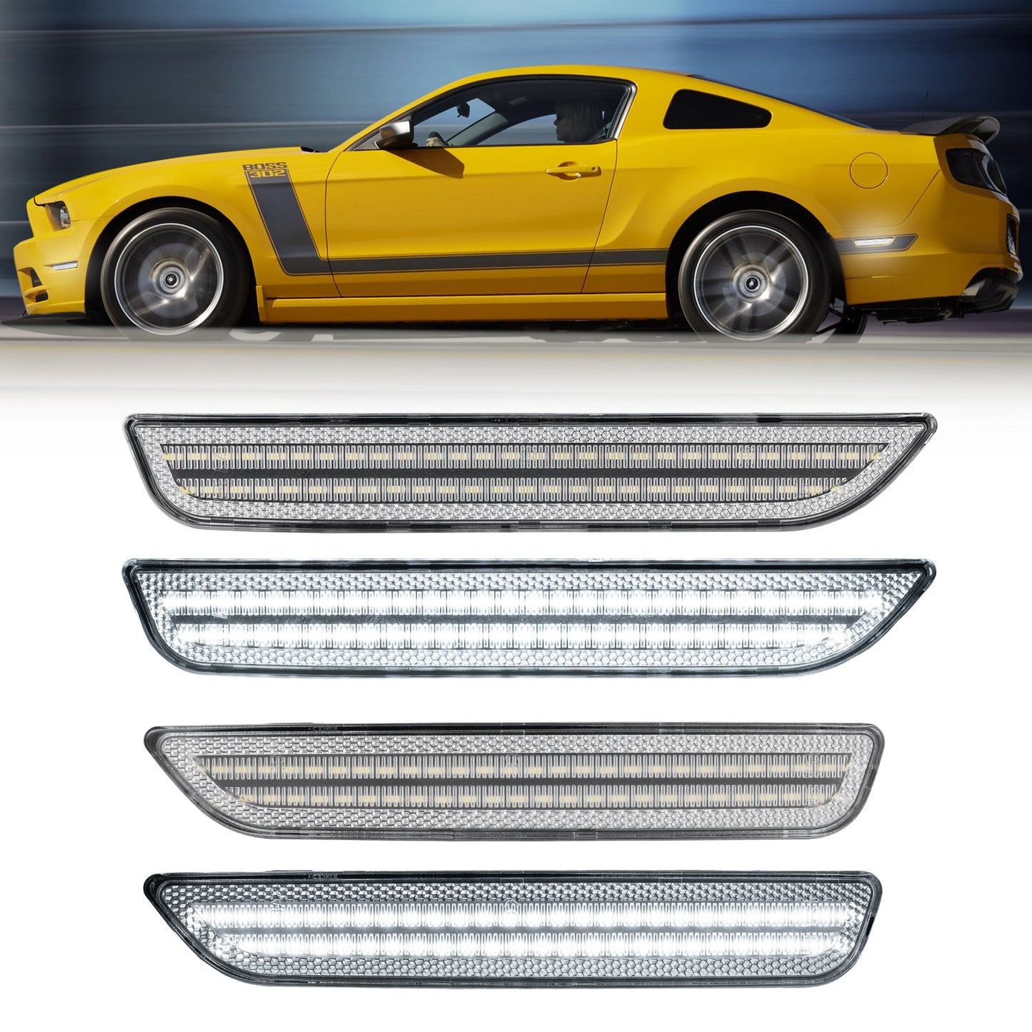 2010-2014 Ford Mustang Clear White LED Side Markers