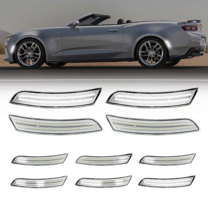 2016-2025 Camaro Clear Lens White Dynamic Animation LED Side Markers Set
