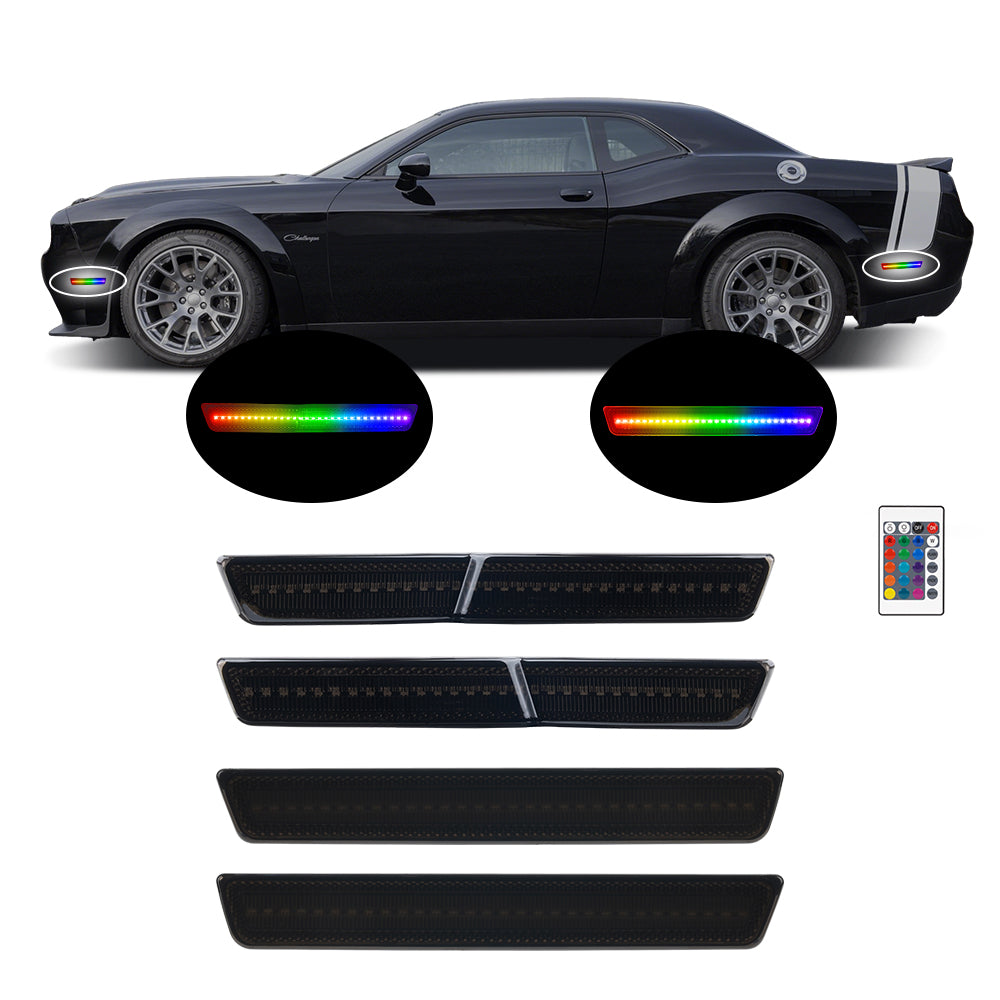2018-2023 Challenger Widebody RGB LED Side Markers, Smoke Lens