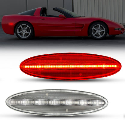 1997-2004 Corvette C5 Rear Bumper Clear Lens Red LED Side Markers