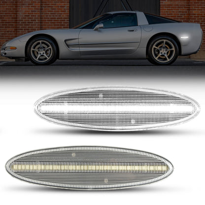 1997-2004 Corvette C5 Rear Bumper Clear Lens White LED Side Markers
