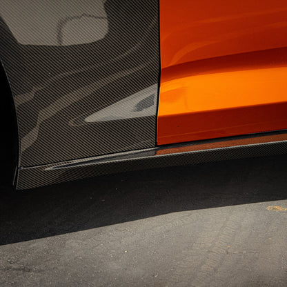 2016-2025 Chevy Camaro SS/RS ZL1 Style Side Skirt Rocker 1pc Gloss Carbon Fiber (PAIR)