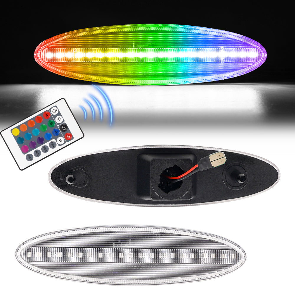 1997-2004 Corvette C5 Rear Bumper Clear Lens Remote RGB LED Side Markers
